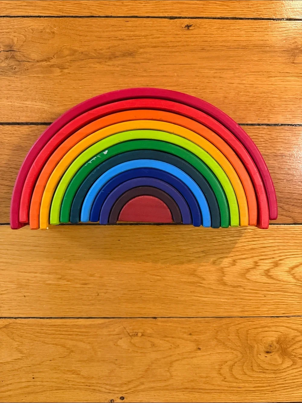 Wooden Rainbow Stacking Toy in Bright Multi-Color